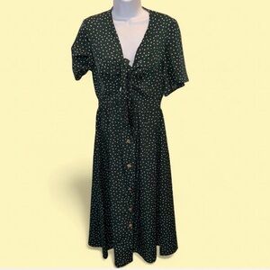 SHEIN Dark Green Button-Up Midi Dress